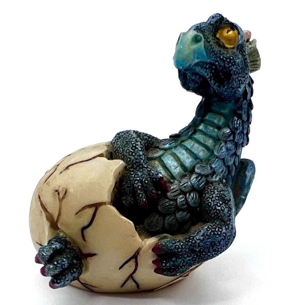 Dragon Hatchling Egg Figurine Fantasy Decor Collectible Miniature Blue Green